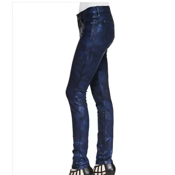 7 FOR ALL MANKIND Coated Crinkled skinny jeans size 26 - Picture 4 of 11